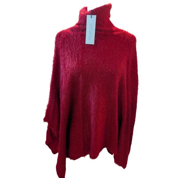 Rachel Zoe Sweaters - Rachel Zoe fuzzy red turtleneck poncho sweater one-size-fits-most warm soft chic